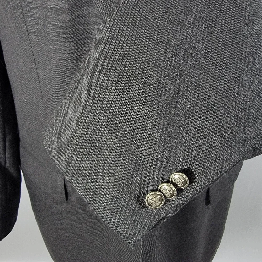 Stafford Men's Sport Coat‎ Blazer Two Button Charcoal Gray Poly Wool Size 46L